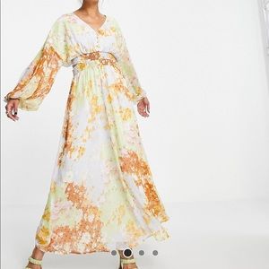 ASOS soft shirred waist open back maxi dress